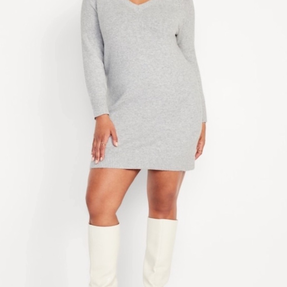 NWT OLD NAVY So Soft Sweater Dress Gray Plus Size V-Neck Size XXL BNIB - Picture 11 of 13